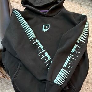 Black Sweater with Graphic Mint Accents